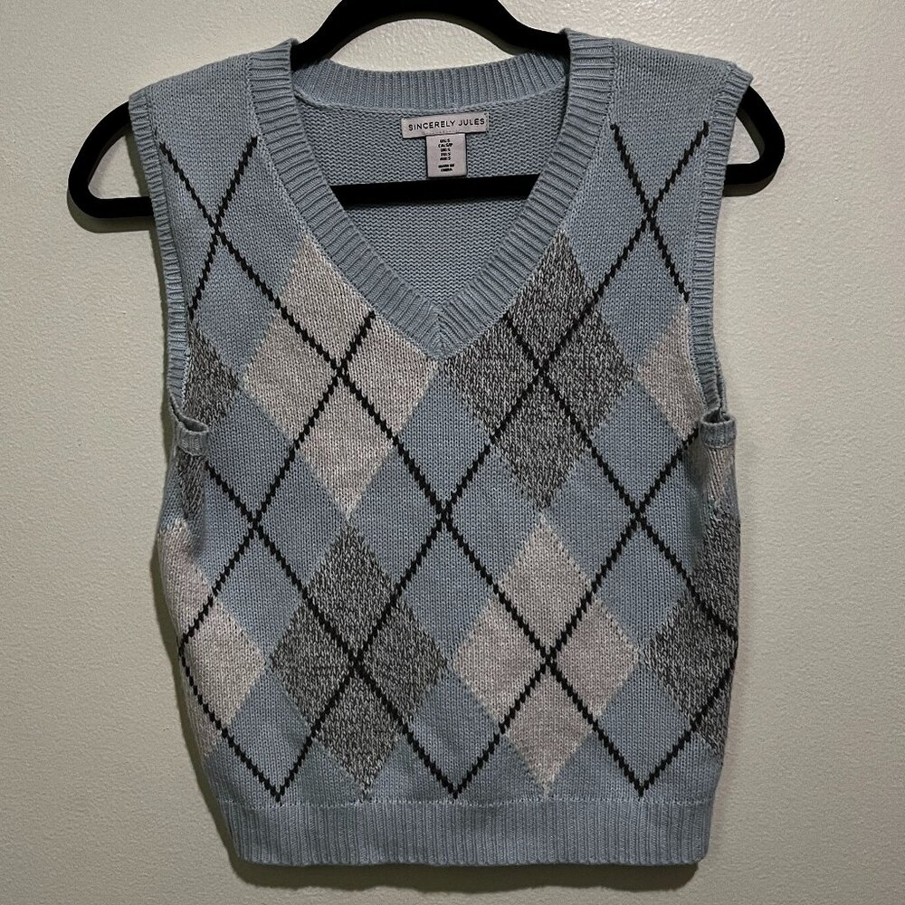 Light Blue Diamond Plaid Vest